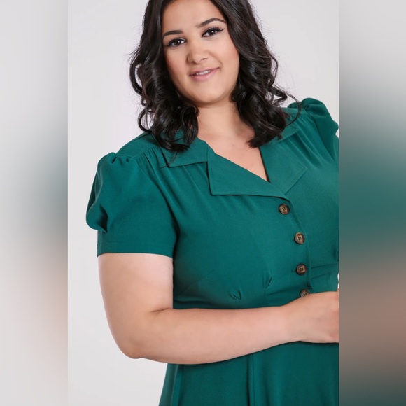 Hell Bunny Vera Lynn Midi Dress in Green Size UK 14 / US L - Picture 6 of 10